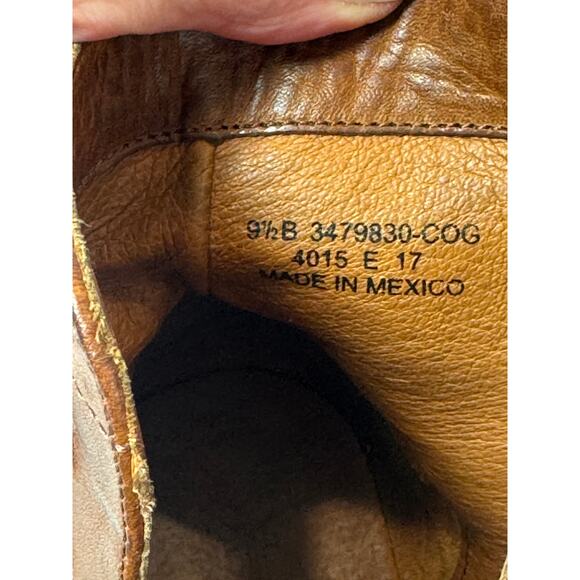 Frye Addie Double Zip Boot Womens 9.5 B Cognac Leather Mid Heel Moto Bootie - Picture 10 of 10